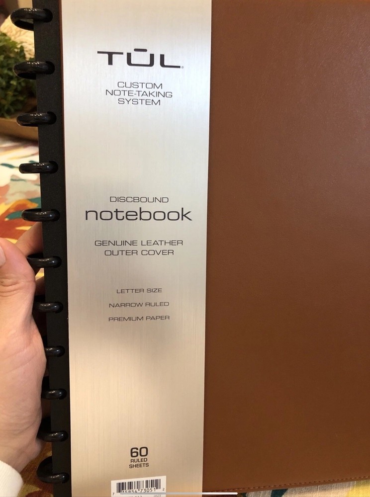 TUL Custom Note-Taking System Discbound Leather Notebook, Letter Size, Brown