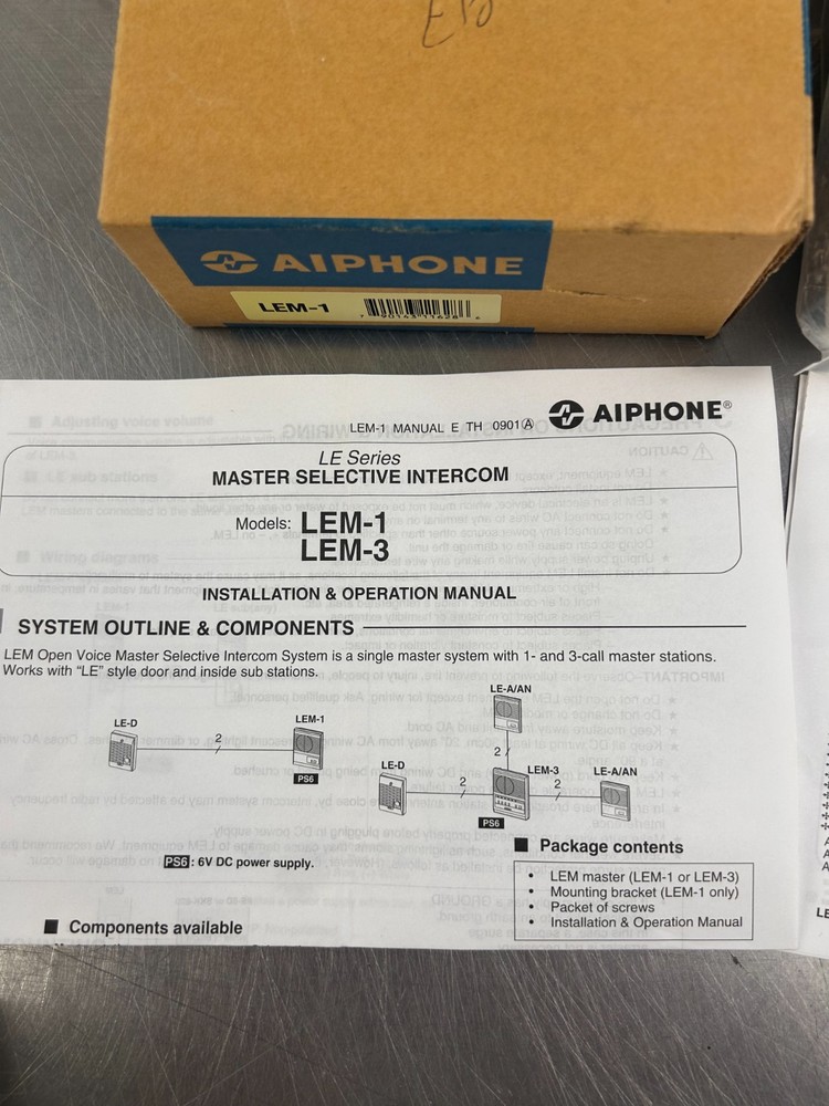 Aiphone Master Selective IntercomModel: LEM-1 New Open Box