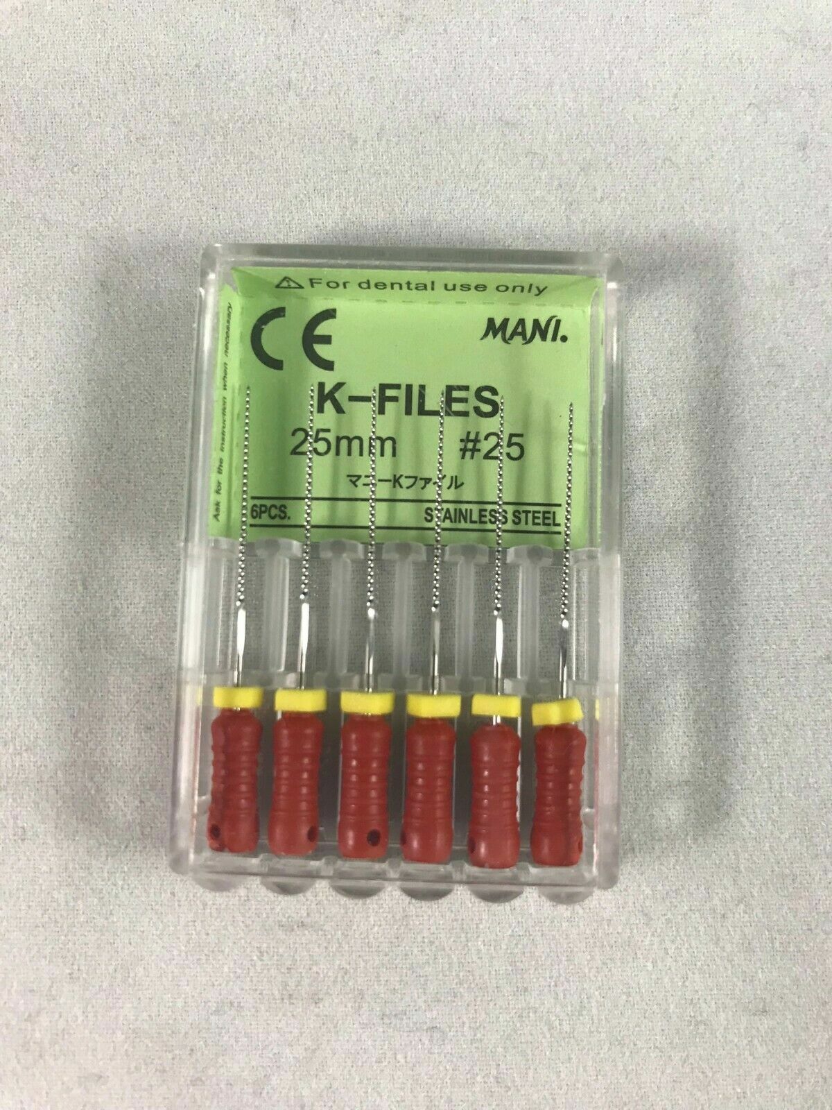 Mani Dental Root Canal Endo Stainless Steel K-files 25mm All Sizes 30 Files/pk