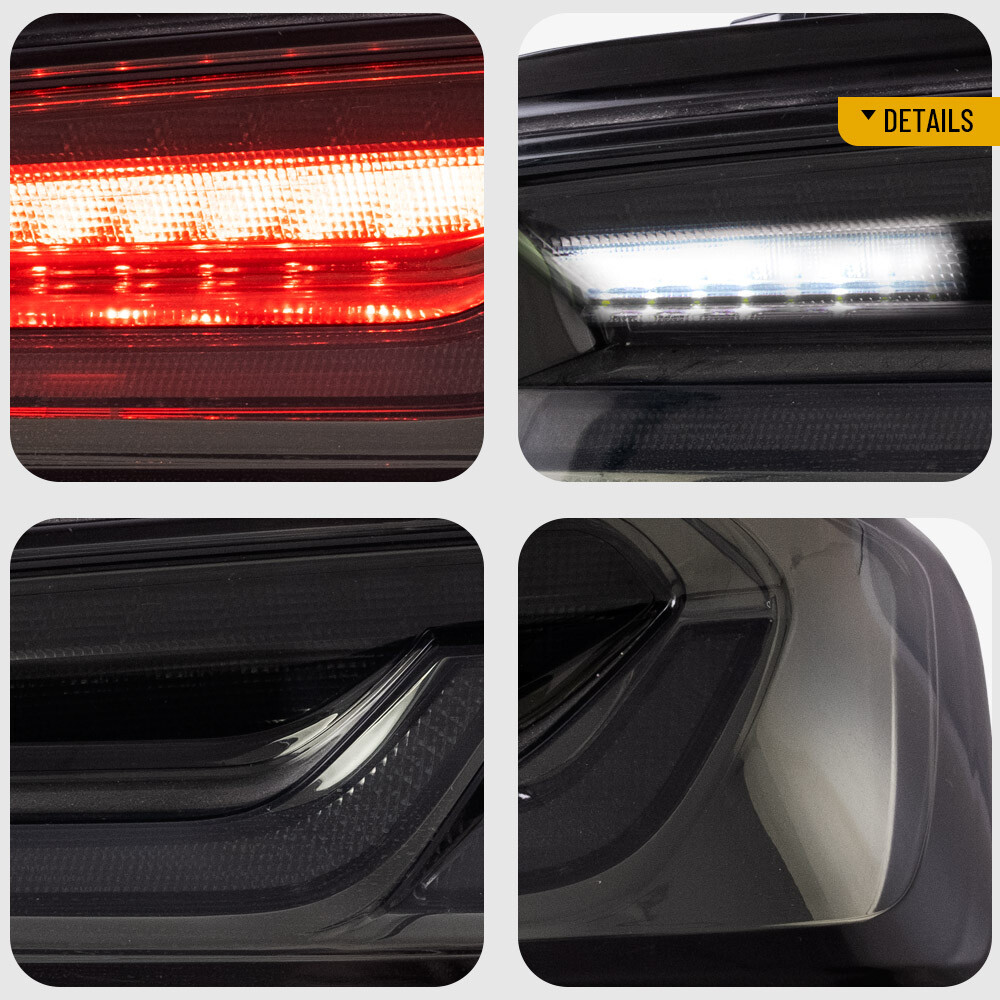 VLAND LED Tail Lights For Chevy Camaro 2016-2018 DRL FULL Smoked Rear Lights