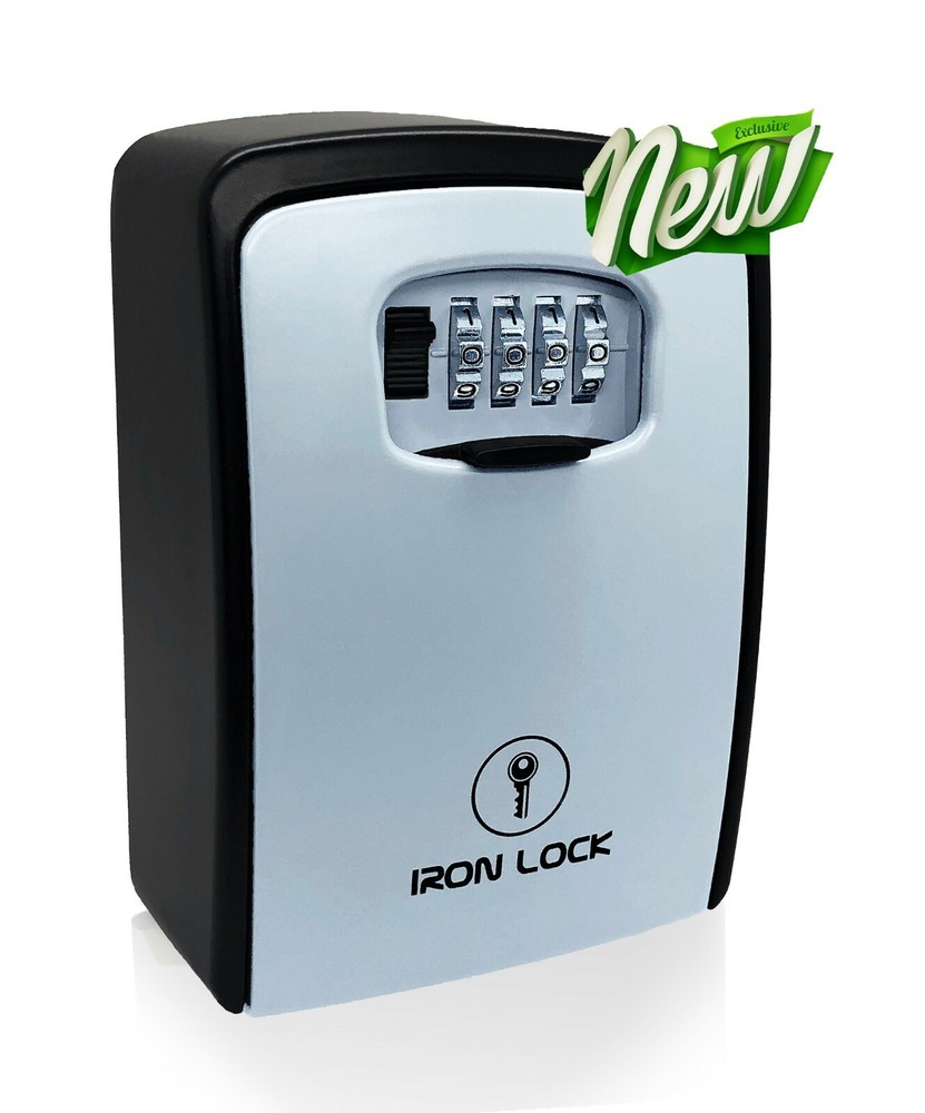 Iron Lock® - Key Lock Box Wall Mount for Keys 4 Digit Combination