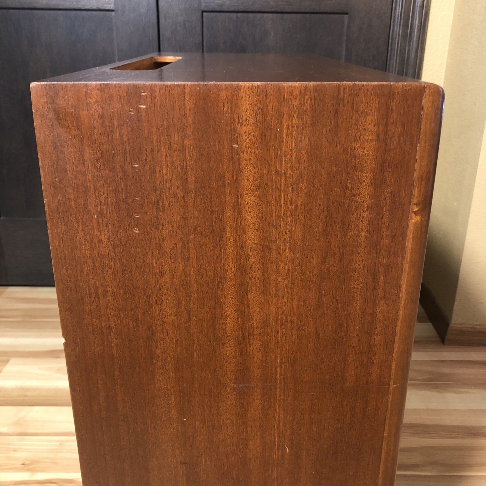 Midcentury Mahogany Wood Encyclopedia Bookcase Bookshelf Rounded Edges VTG MCM