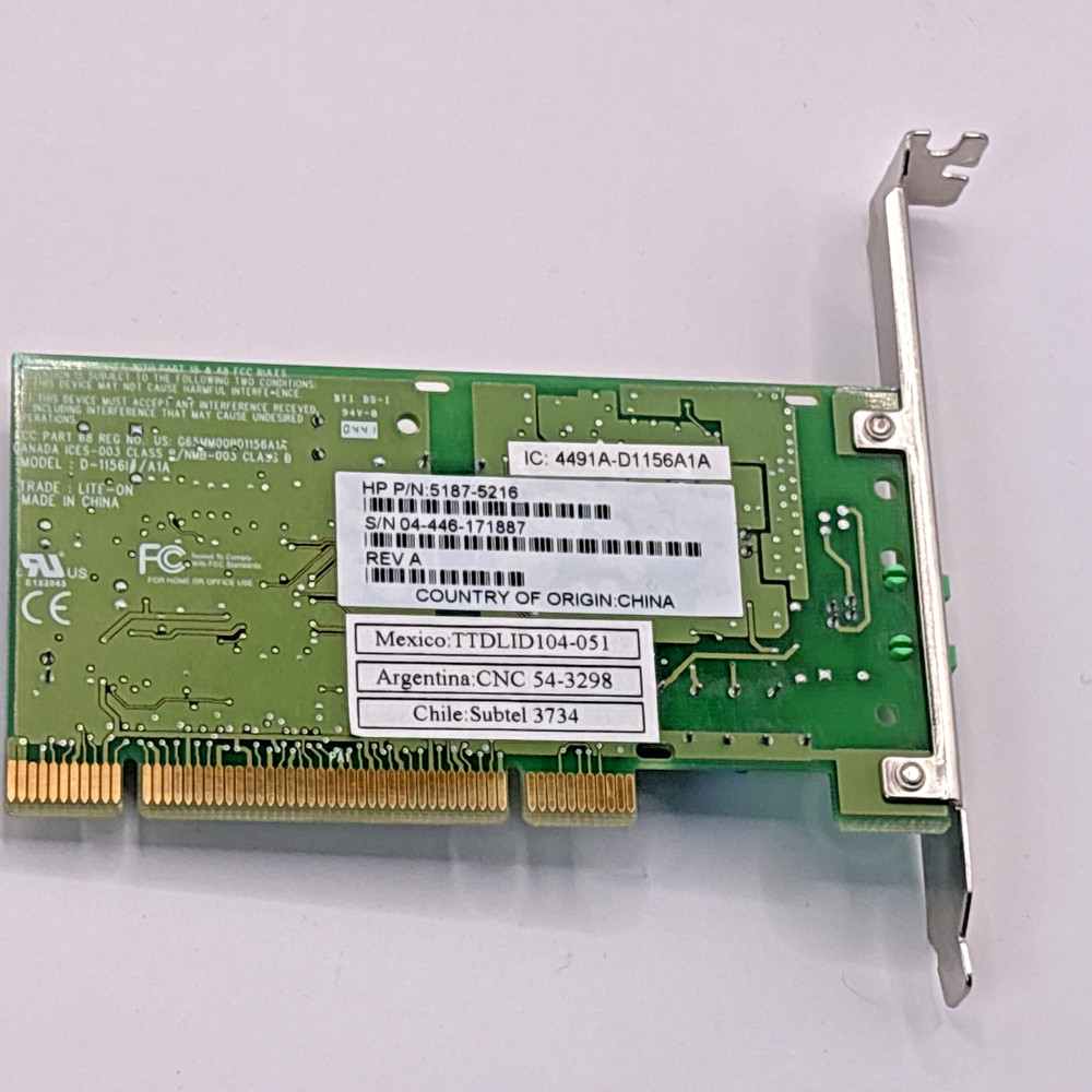 HP Pavilion PC Modem P/N 5187-5216 Agere Systems Computer PC CPU Works