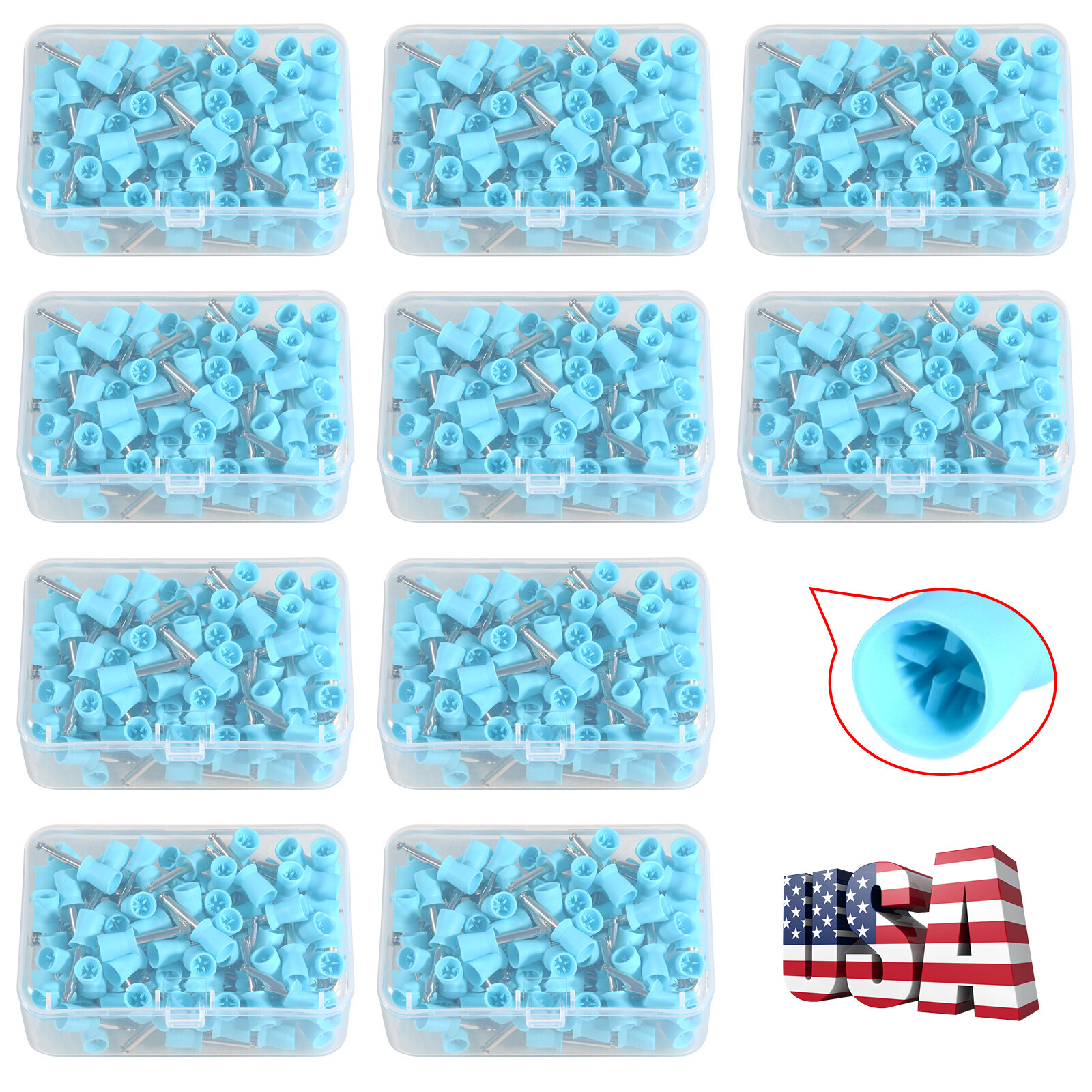 1000pcs Dental Rubber Prophy Tooth Teeth Polish Polishing Cups Latch Type Brush