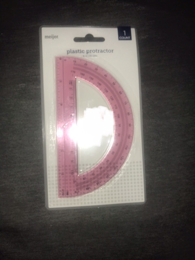 6-Inch Plastic 180 Degree Protractor, Pink