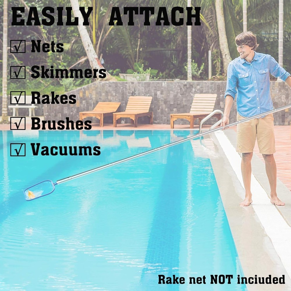 10.5ft Aluminum Telescopic Pool Pole with Adjustable Sections
