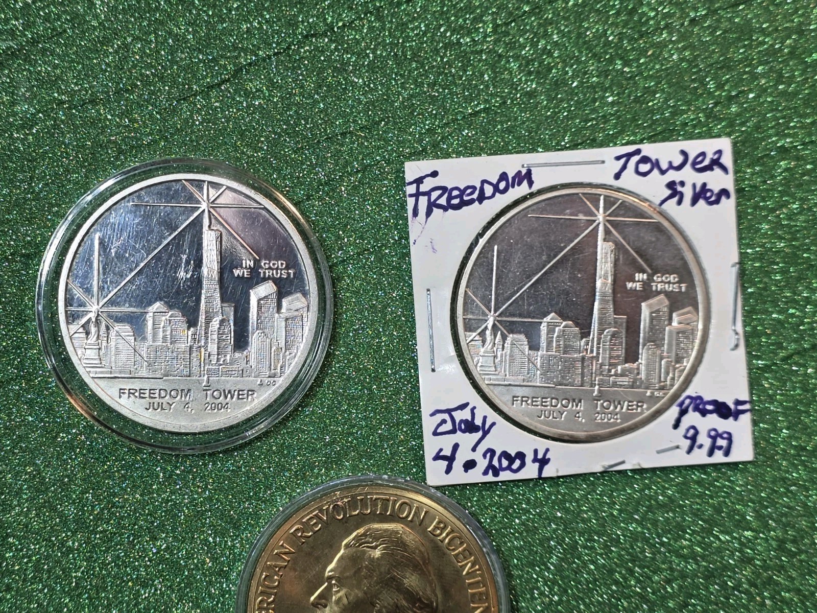 2 Twin Towers 1 Oz. Pure .999 Silver Comemoritive Mint Coins. & Thomas JEFFERSON