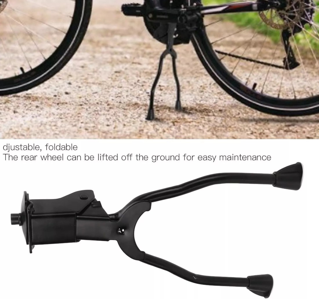 Bicycle Double Leg Side Stand Kick Kickstand Bike Support Spring Center Black