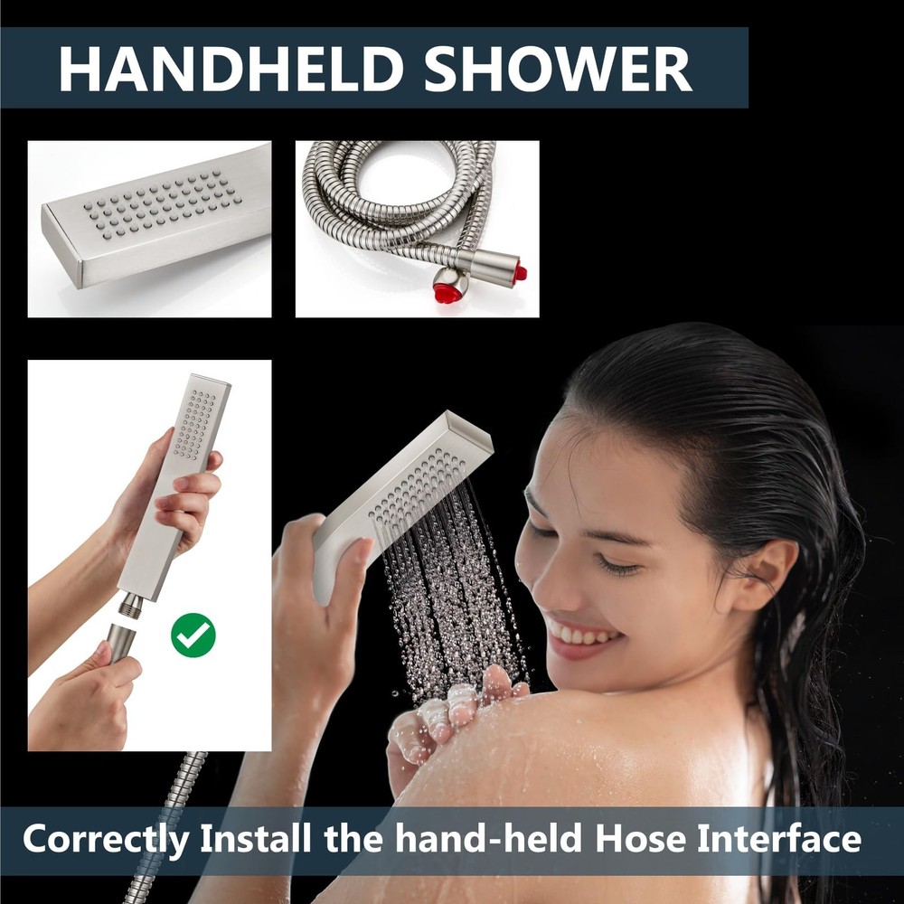 Aolemi Ceiling Mount Shower System Rain Shower Head with Handheld Spray High ...