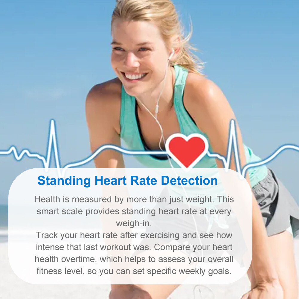 Body Scale Bathroom Scale for Heart Rate BMI Weight Fat free App, Refurbished