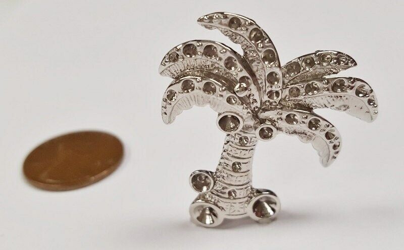 1 Retro Silver Palm Tree 32x31mm. Unset Rhinestone Setting Finding E284