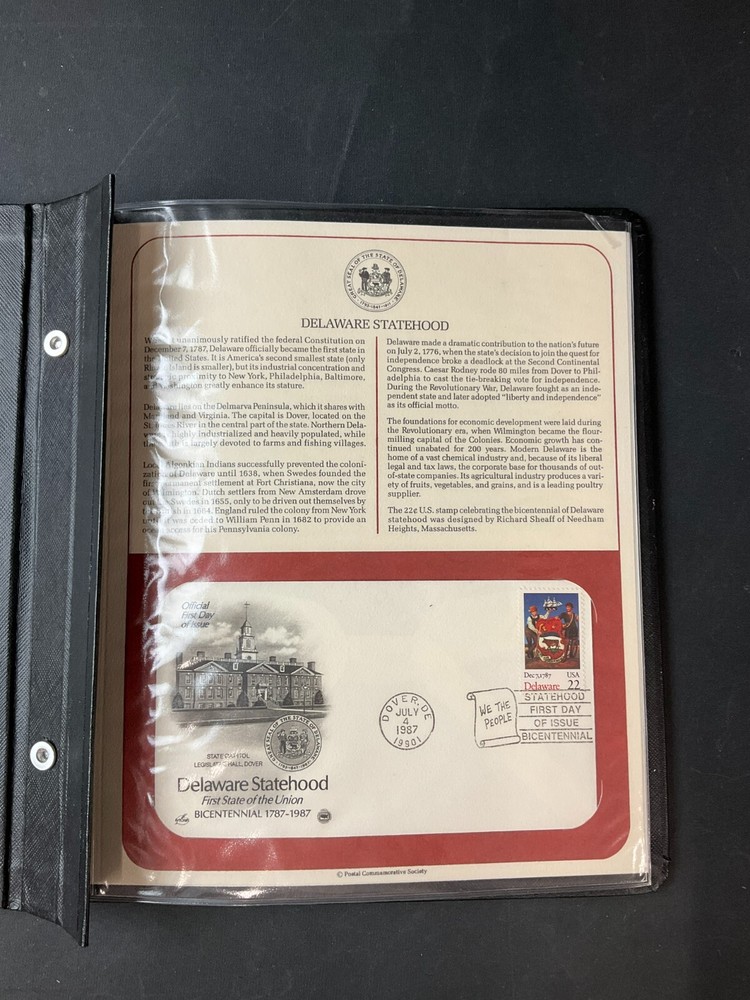 PCS US FDC & Special Covers Folder (Delaware FDC Included)-Embossed Anthony R.