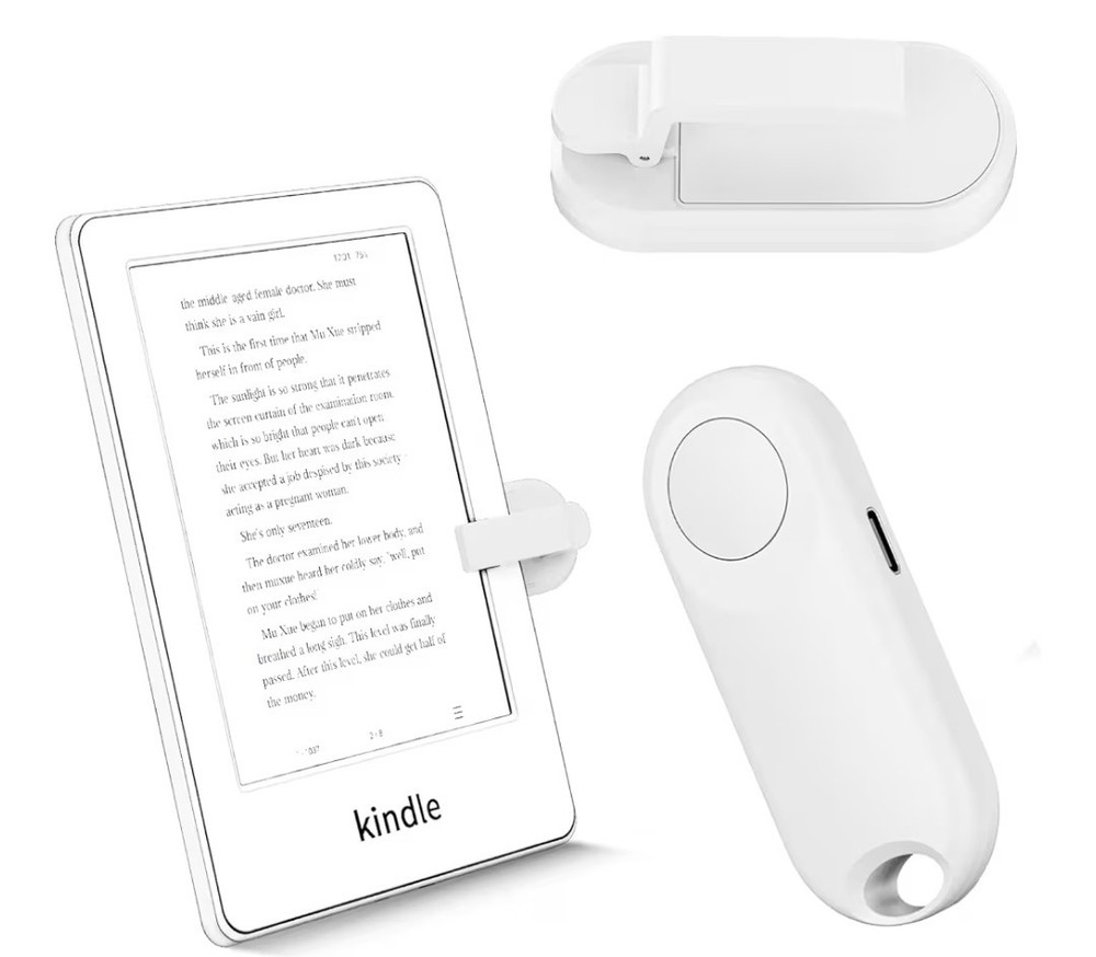 Remote Control Page Turner Works With  Any E-reader With A Touch Screen White