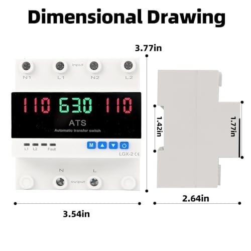 Dual Power Automatic Transfer Switch 63A 2P 110V Adjustable Generator ATS LED Di