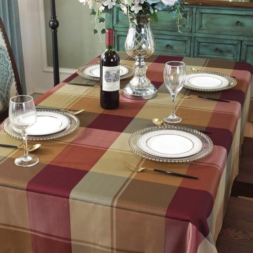 Rectangle Tablecloth Checkered Style Polyester 70" x 52" (Rectangular) Red