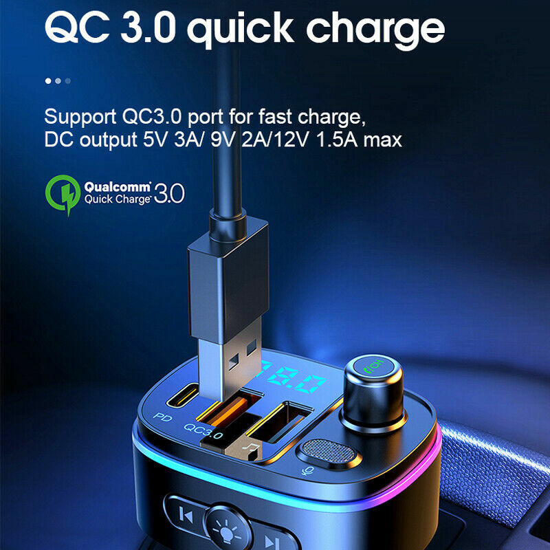 Bluetooth Car Adapter FM Transmitter USB AUX Radio Handsfree MP3 Player For Car