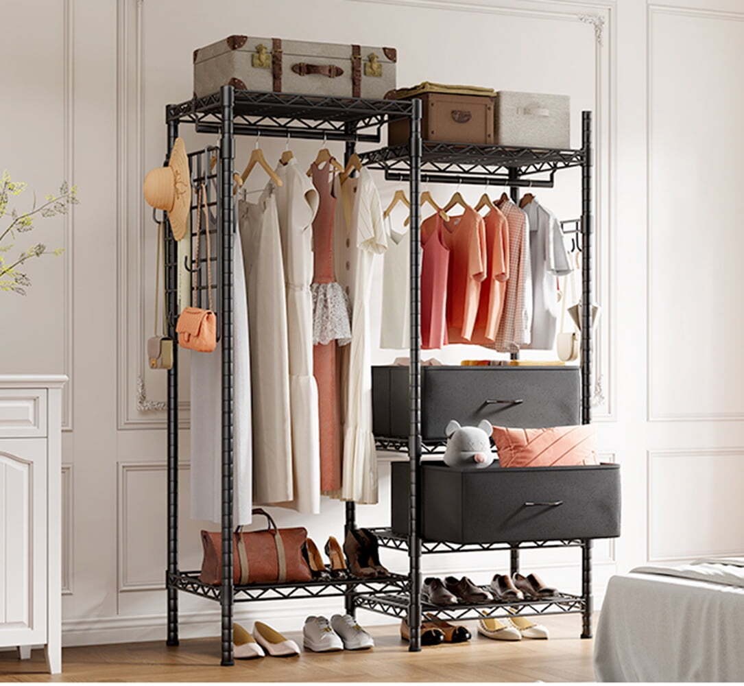 HOKEEPER Wire Garment Rack Closet Wardrobe Heavy Duty Clothes Clothing Racks