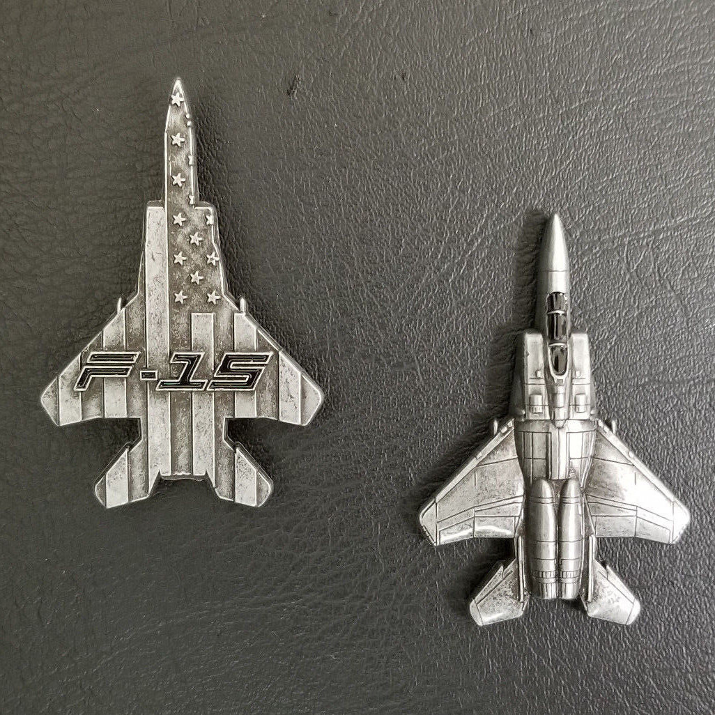 F-15 Eagle Military Aircraft Shaped Challenge Coin
