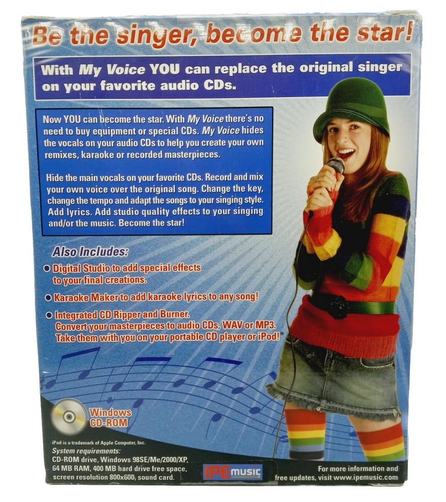 My Voice Audio CD Vocal Removal Software With Microphone Windows CD Rom IPE NEW