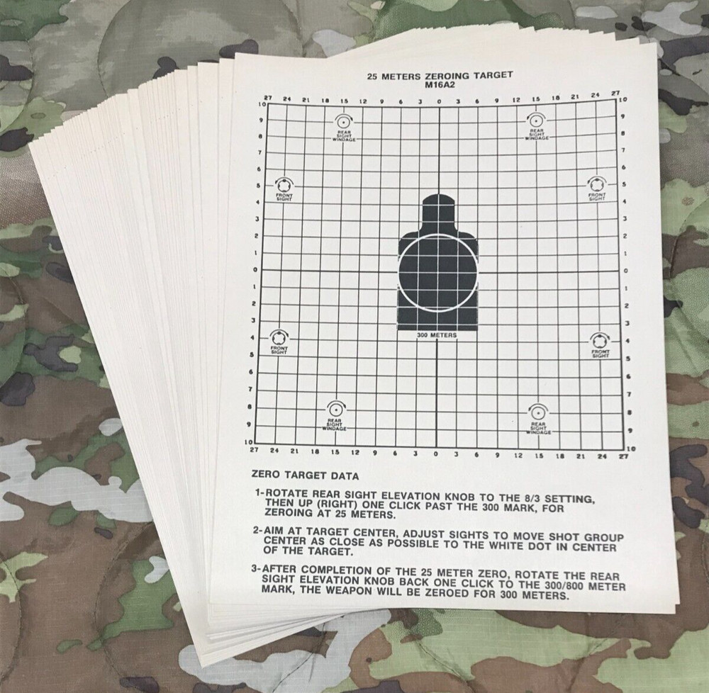 25 Meter Zeroing Target USGI PACK OF 50