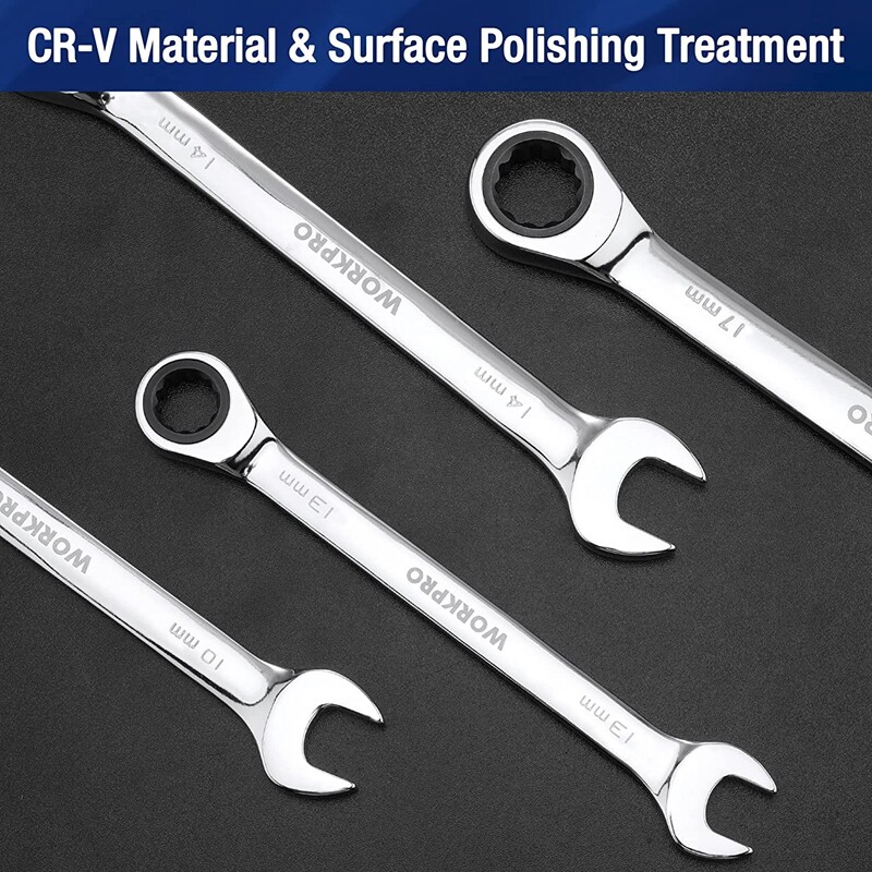 WORKPRO 22PCS Ratcheting Combination Wrench Set 12Point Combo Ratchet Wrench Set