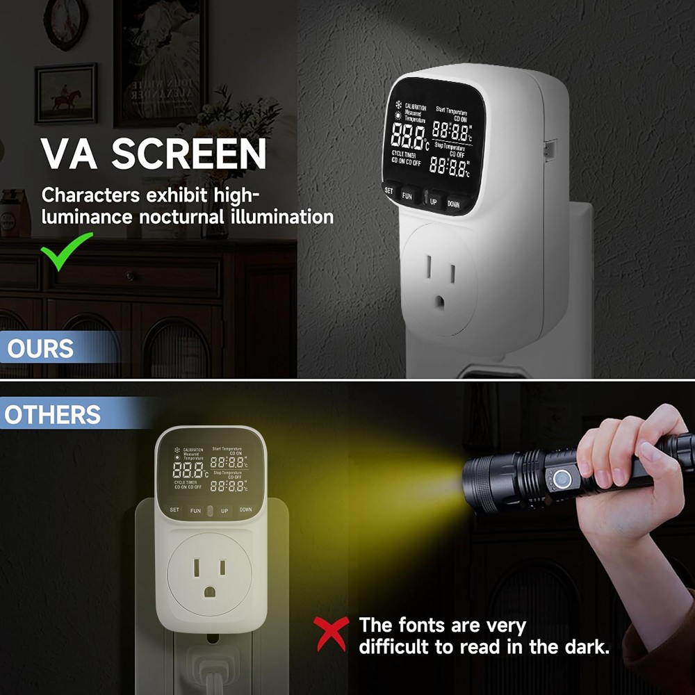 Digital Temperature Controller, Thermostat Outlet Plug,Cyclic Timing White