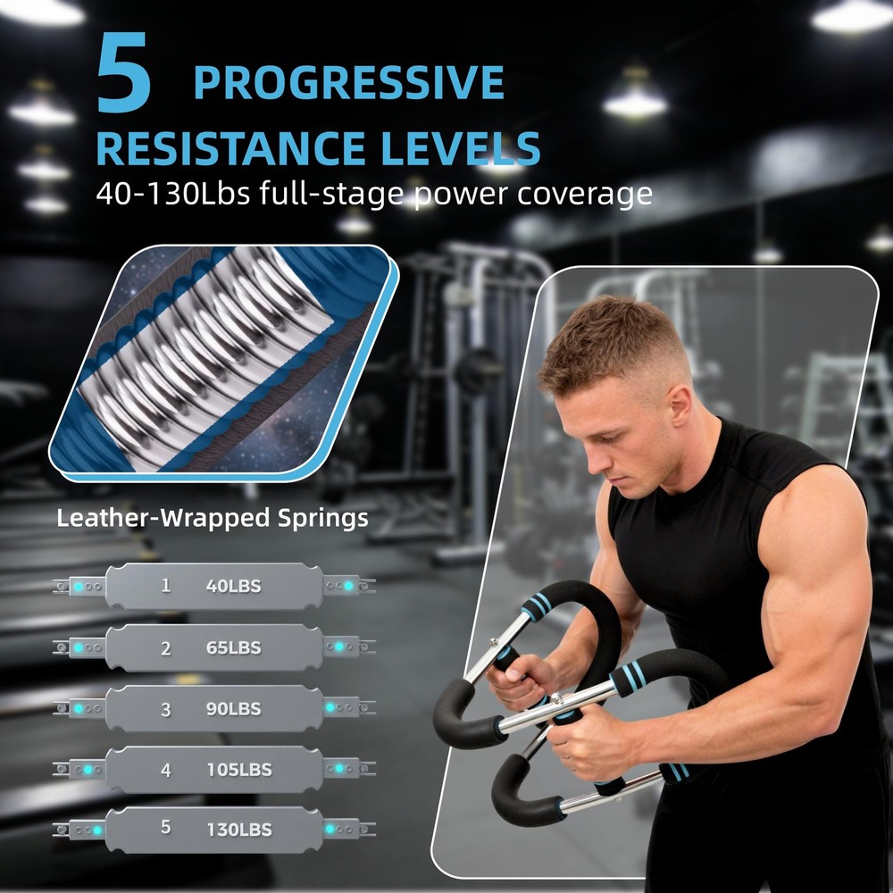 Adjustable Twister Arm Exerciser - Spring Workout Bar for Forearm, Triceps & ...