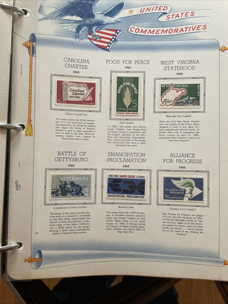 US Commemorative White Ace Album. 1959-1972. 400 Mostly Mint Stamps.