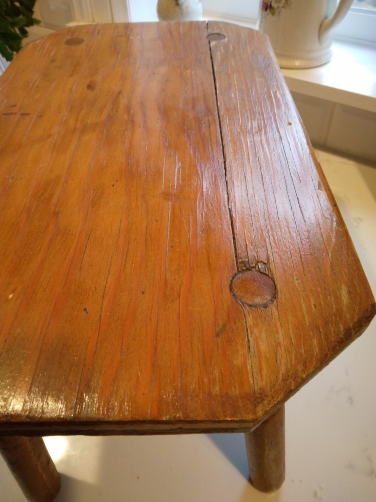 Primitive wood stool. Handmade/sturdy
