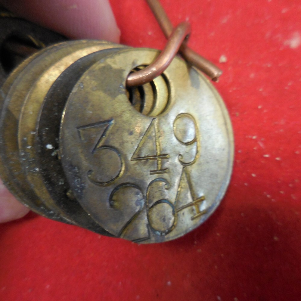 (21) VINTAGE COAL MINING TOOL CHECK BRASS TAGS WALKER COUNTY,ALA