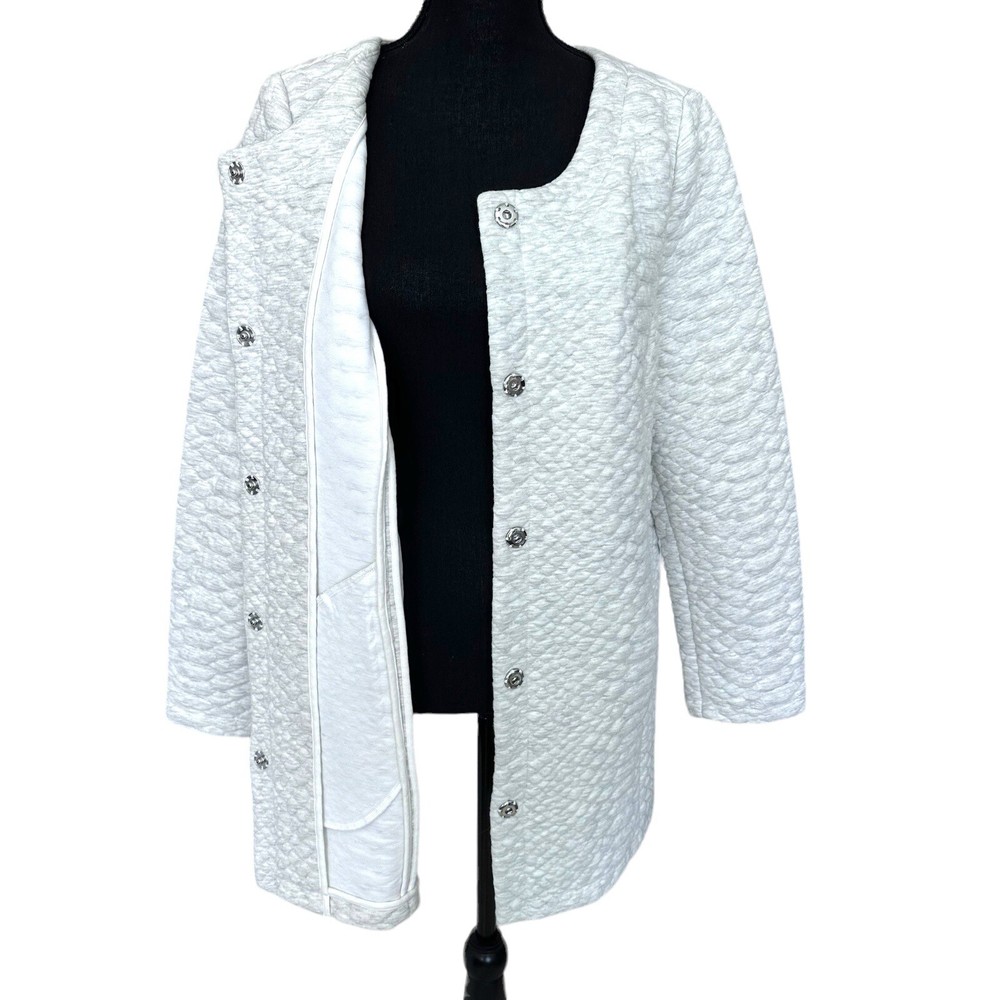 Soft Surroundings Snap Button Quilted Jacket Size Large White