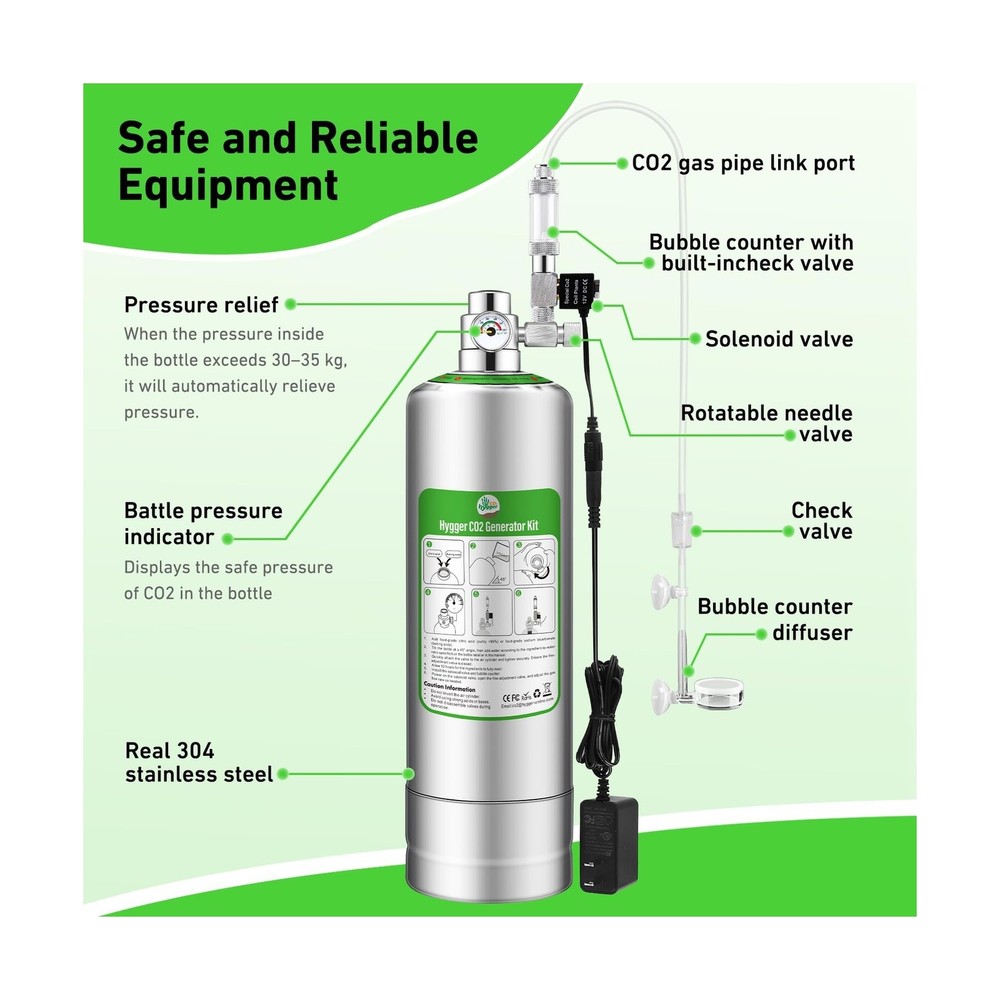 Pro 5L Aquarium CO2 Generator System, Complete Carbon Dioxide Reactor Kit wit...