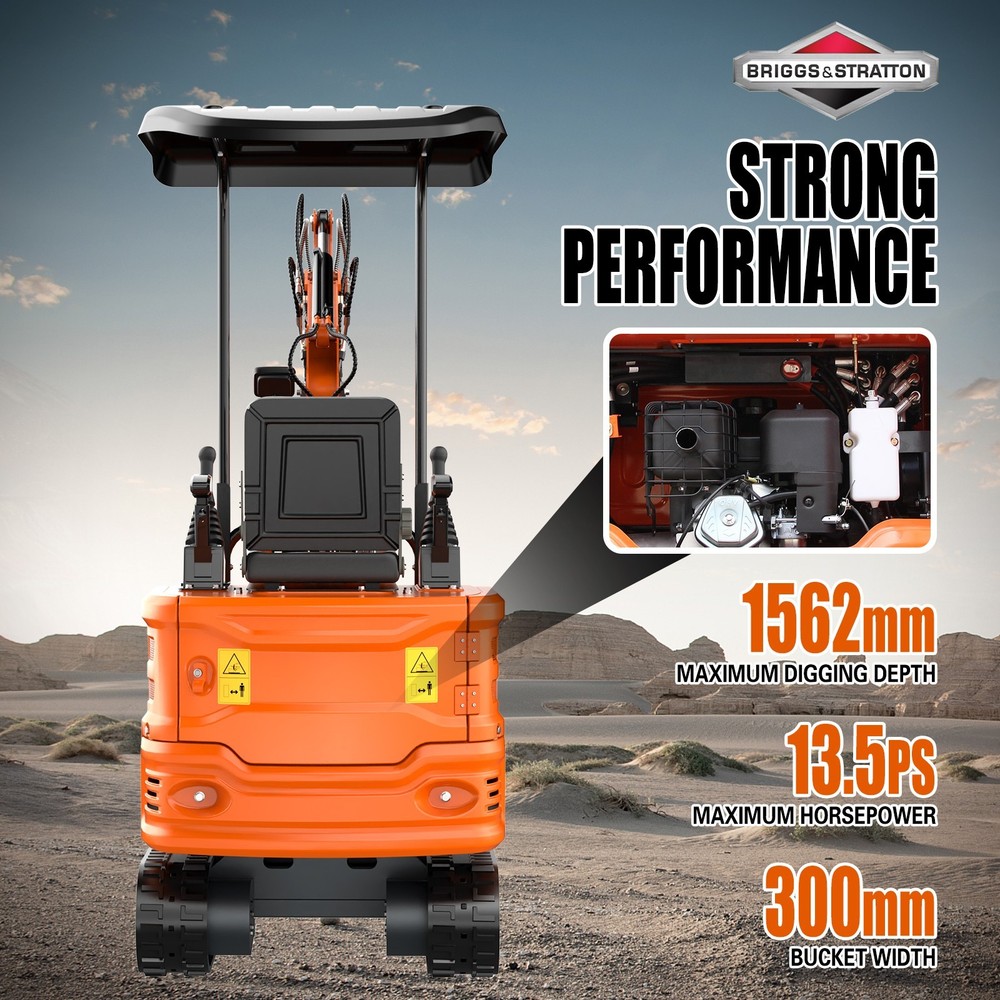 1.2 Ton Mini Excavator +2 Attachment B&S Engine & Pilot Control System EPA