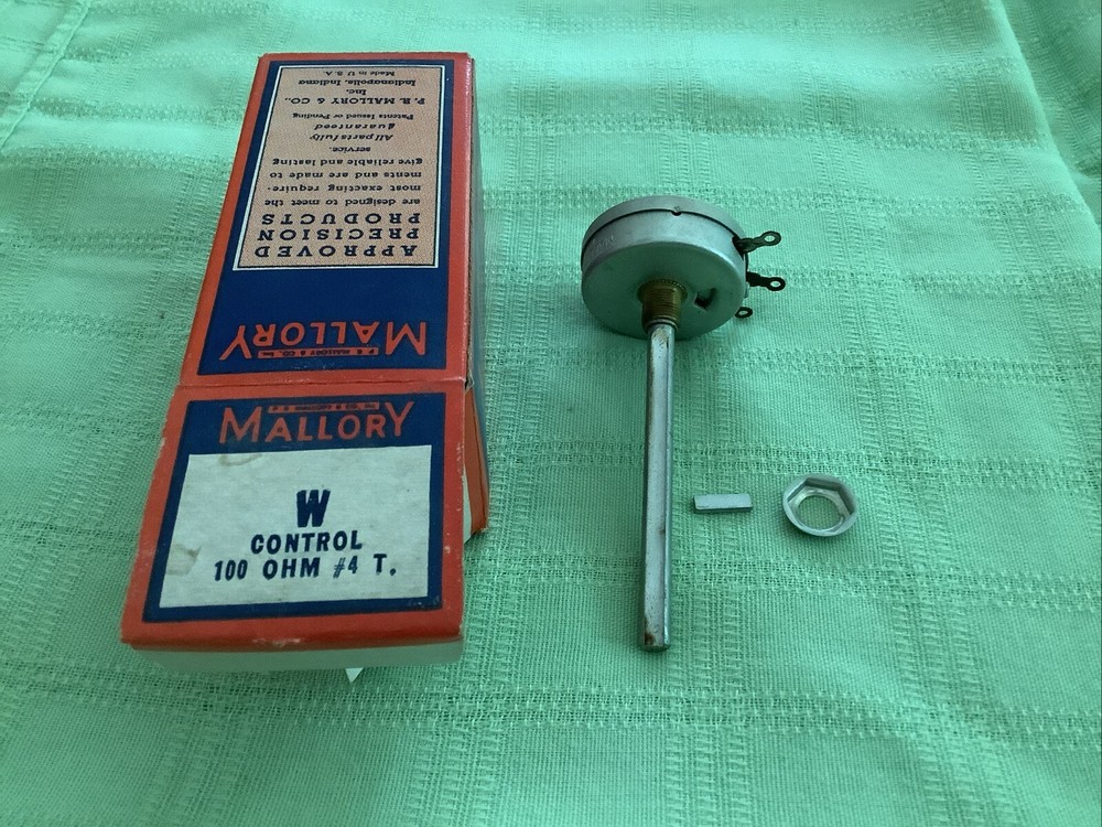 Mallory Potentiometer “W” Control 100 Ohms #4 Taper Lomg Shaft
