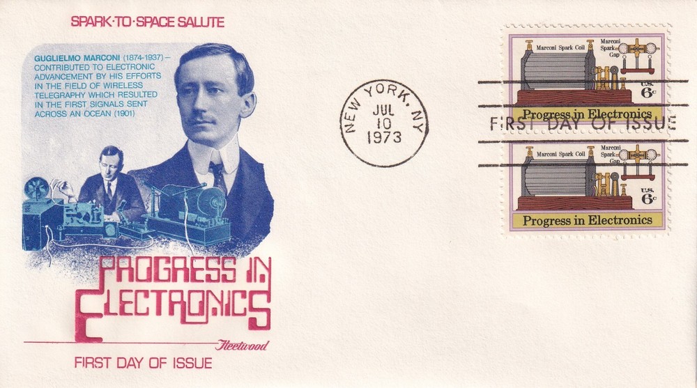 STAMP US SCOTT 1502 "Progress in Electronics" 15 CENT 1973 PAIR FDC - A