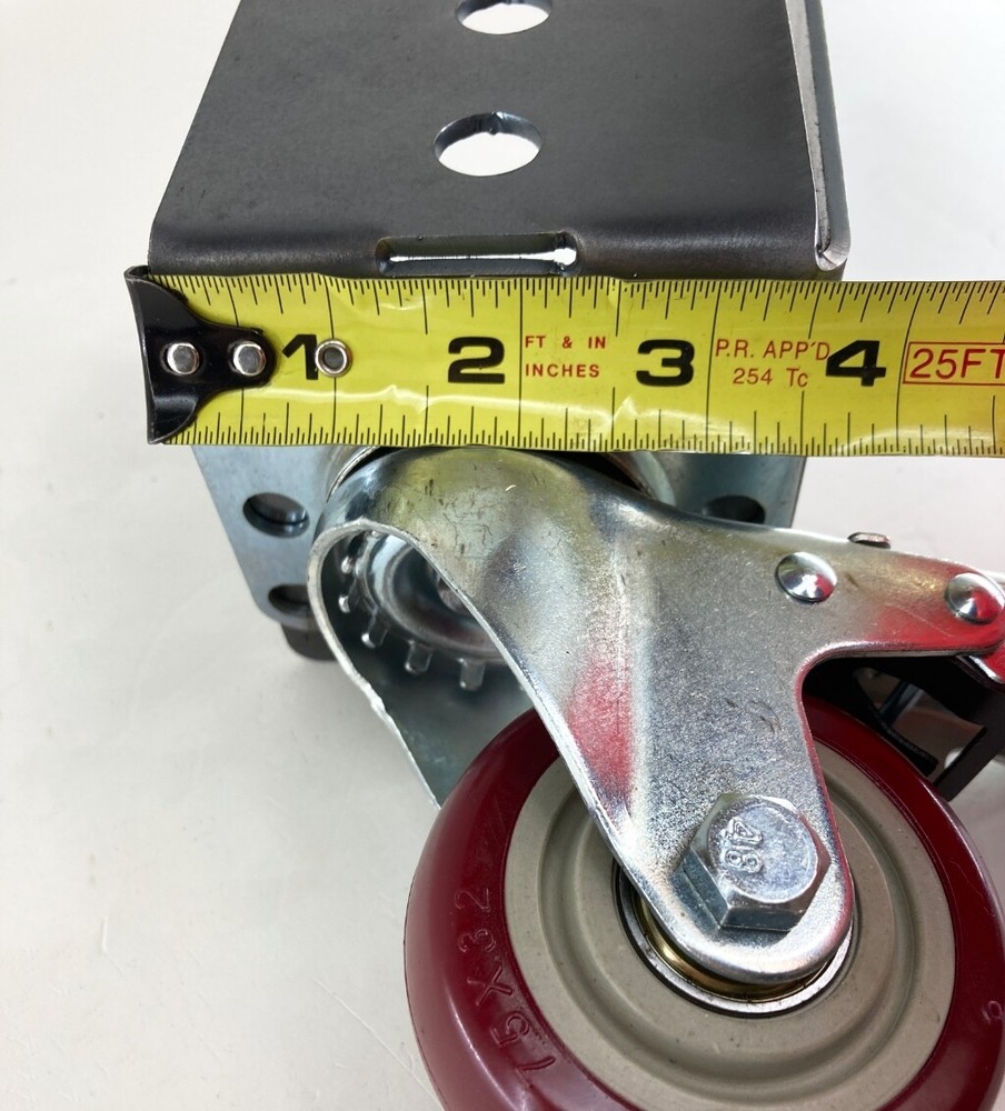 PostHugger™ 1000#CAP 4pc Set Roll & Lock Red Wheel Caster Brackets For 4X4 Posts