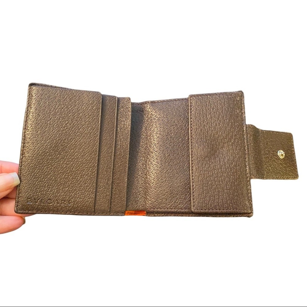 Bvlgari Brown Bifold Classic Snap Wallet Authentic