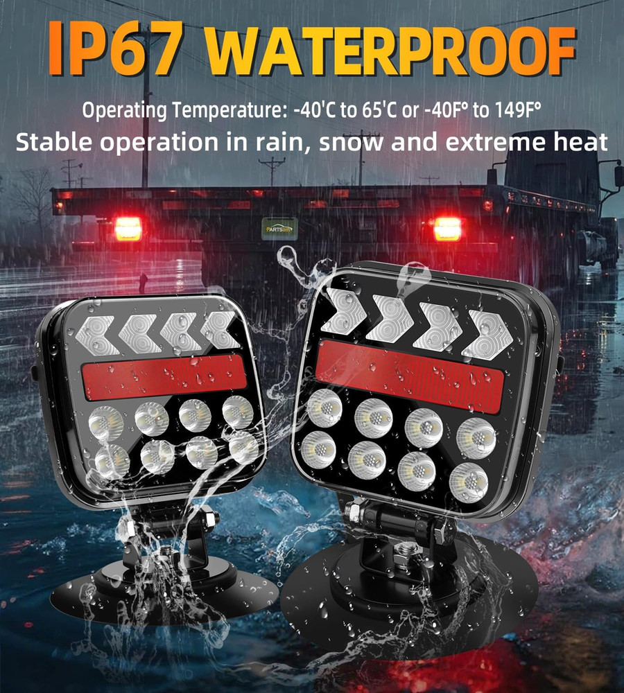 Magnetic Wireless Trailer Lights Kit with Strobe & Reverse Mode for Vehicles