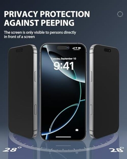 Compatible for iPhone 17 Privacy Screen Protector iPhone 17 - 6.3 inch Black