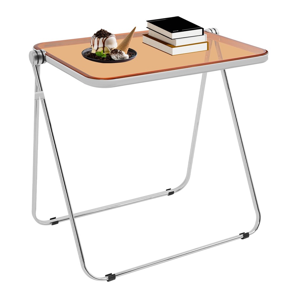 Clear Foldable Side Table Tiny Desk For Home Office Small Indoor Computer Desk