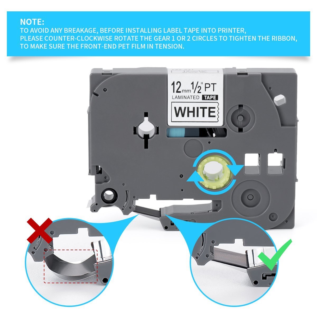 4PK Brother P-Touch TZ-231 TZe-231 12mm Label Tape Black on Color 1/2" PT-D21