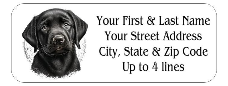 150 Black Lab Puppy Face Mailing Return Address Labels Personalized