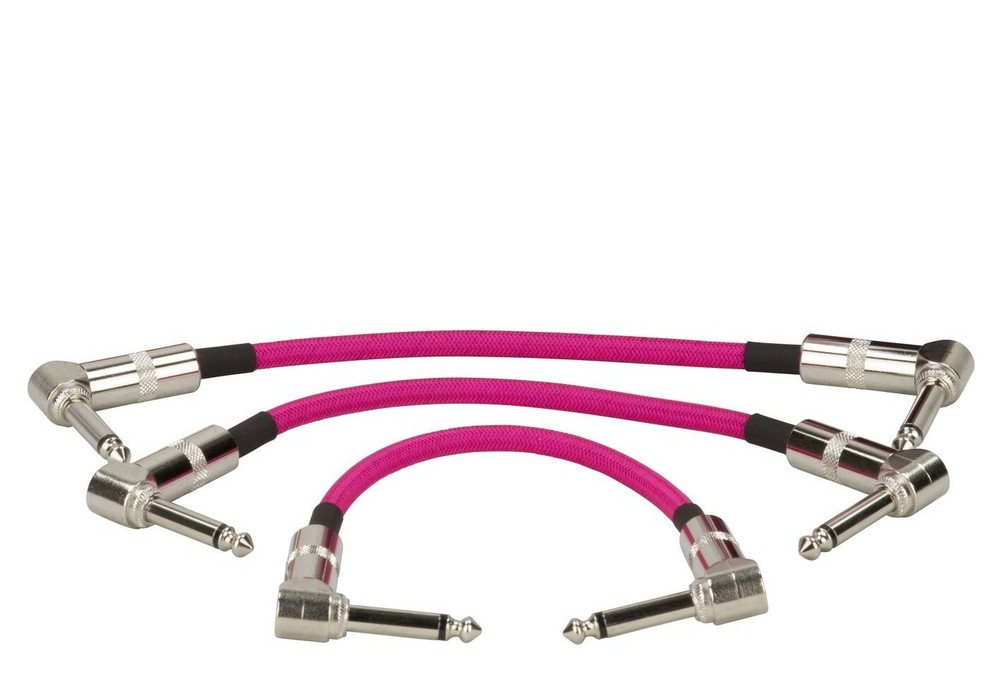Strukture 6" patch cable Right angle ends, Neon Pink Woven, S6PNP