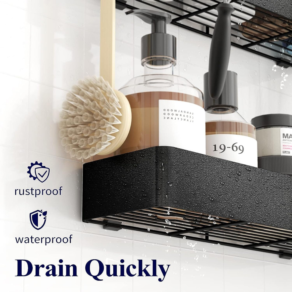 Shower Caddy - 2 Pack Rustproof Shower Organizer, Drill-Free & Quick-Dry Shower