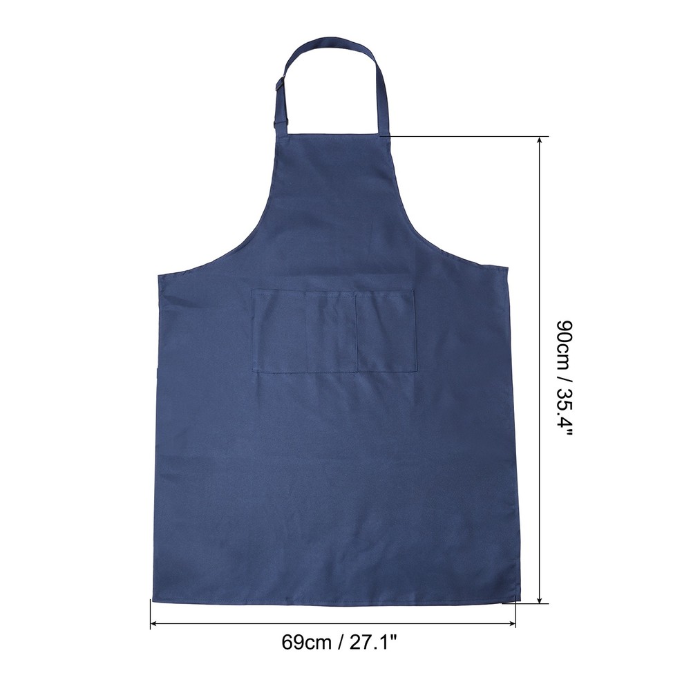 2Pack Kitchen Cooking Aprons Adjustable Chef Apron with 3 Pockets Navy Blue