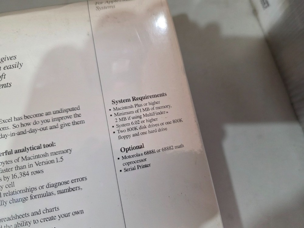 Apple Macintosh Microsoft Excel Version 2.2 - Sealed NOS