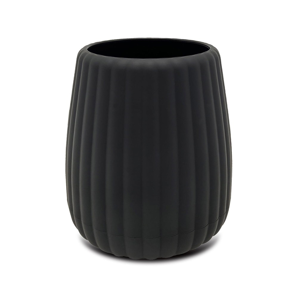 Rubberized Plastic Ribbed Toothbrush Holder, Black