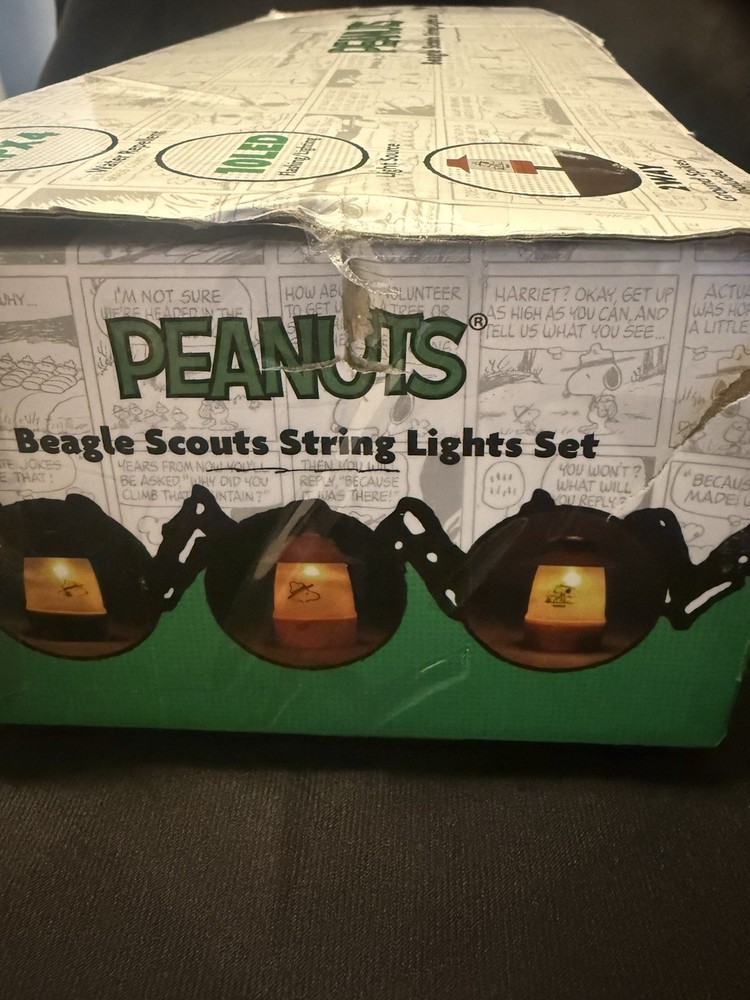 Peanuts Snoopy Beagle Scouts Mini Lantern 10-piece String Light Set New Tested