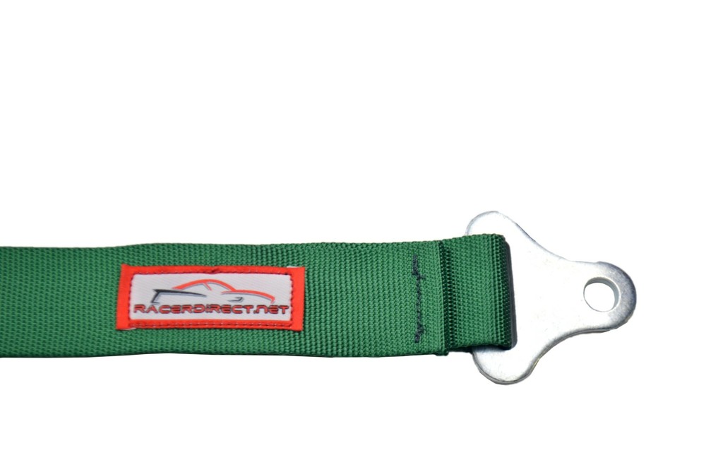 3 POINT SEAT BELT RACE HARNESS 2" LATCH & LINK PULL DOWN LAPS FLOOR MOUNT GREEN