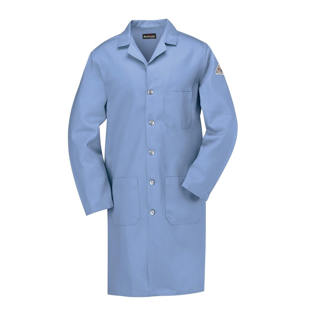 Bulwark Men's FR Flame Resistant Button Front Lab Coat Light Blue 2XL